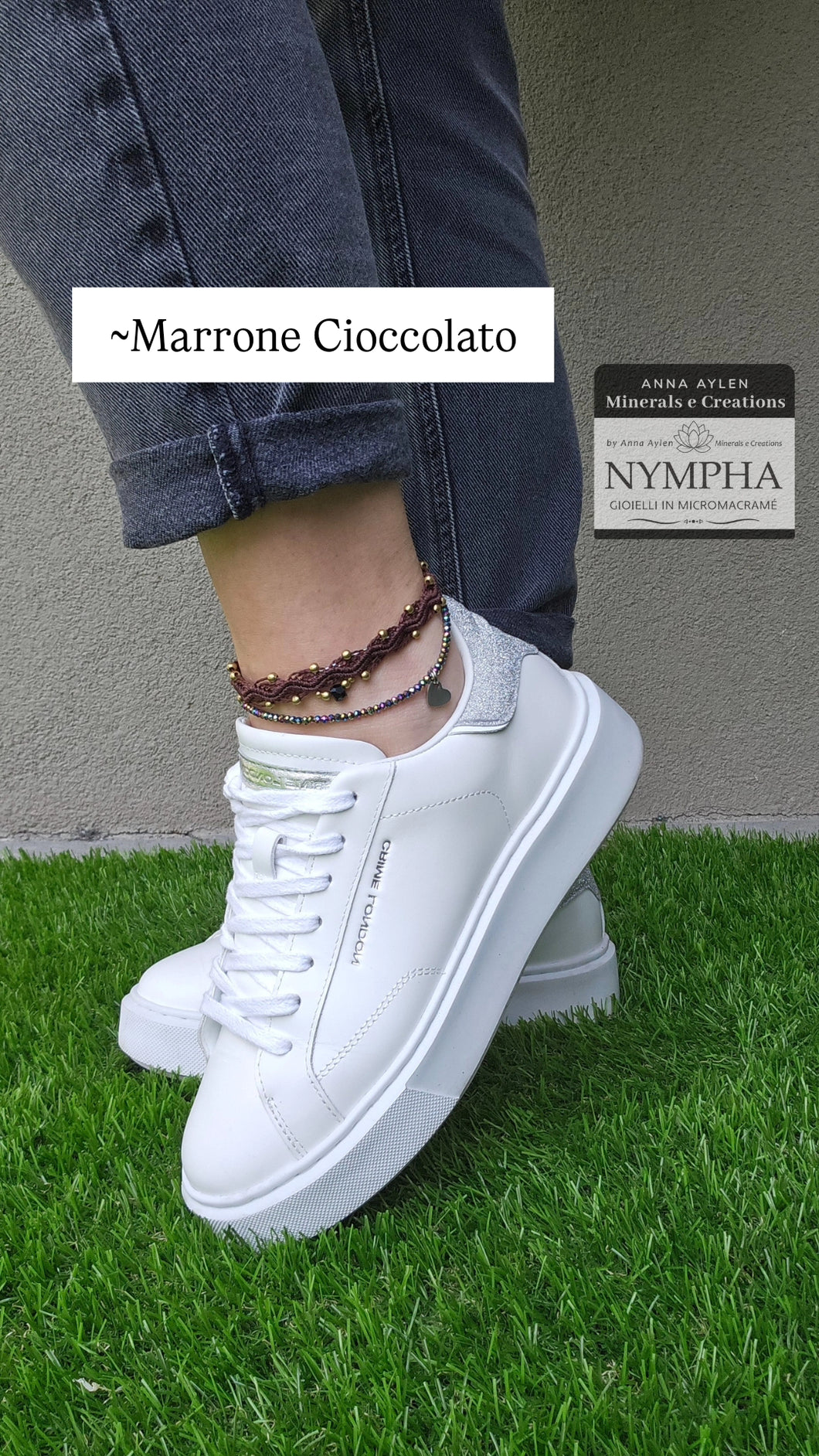 Cavigliera marrone cioccolato con Tormalina