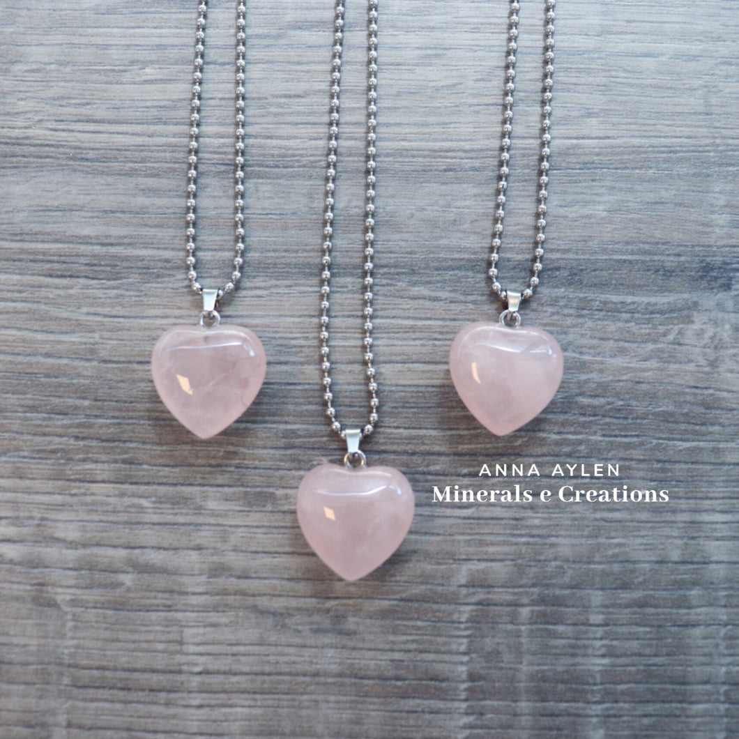 Collana Cuore Quarzo Rosa