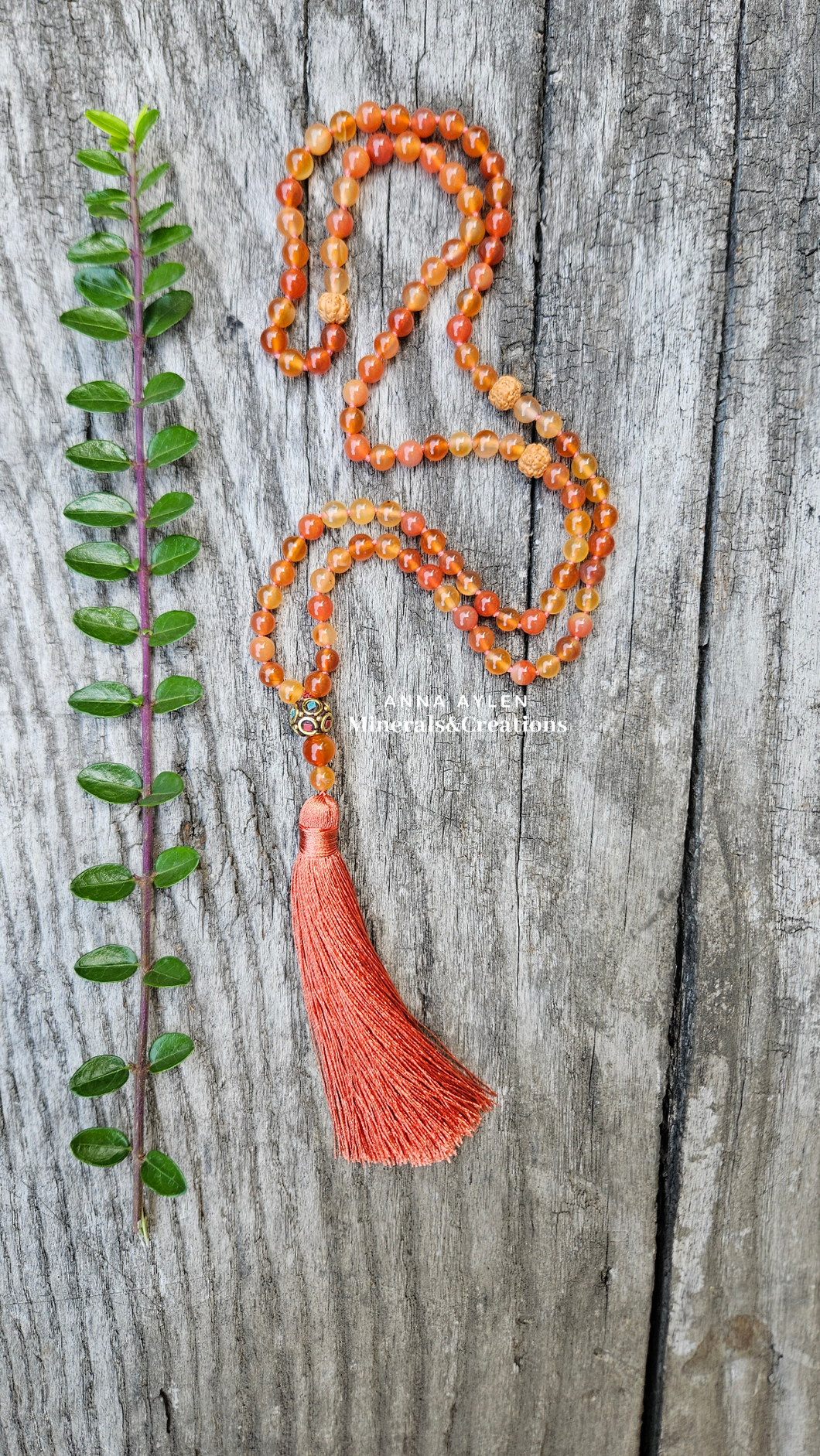 Mala Corniola e Rudraksha Semi